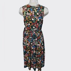 TOPSHOP WOODLAND PRINT SIDE TIE MIDI DRESS SIZE 2